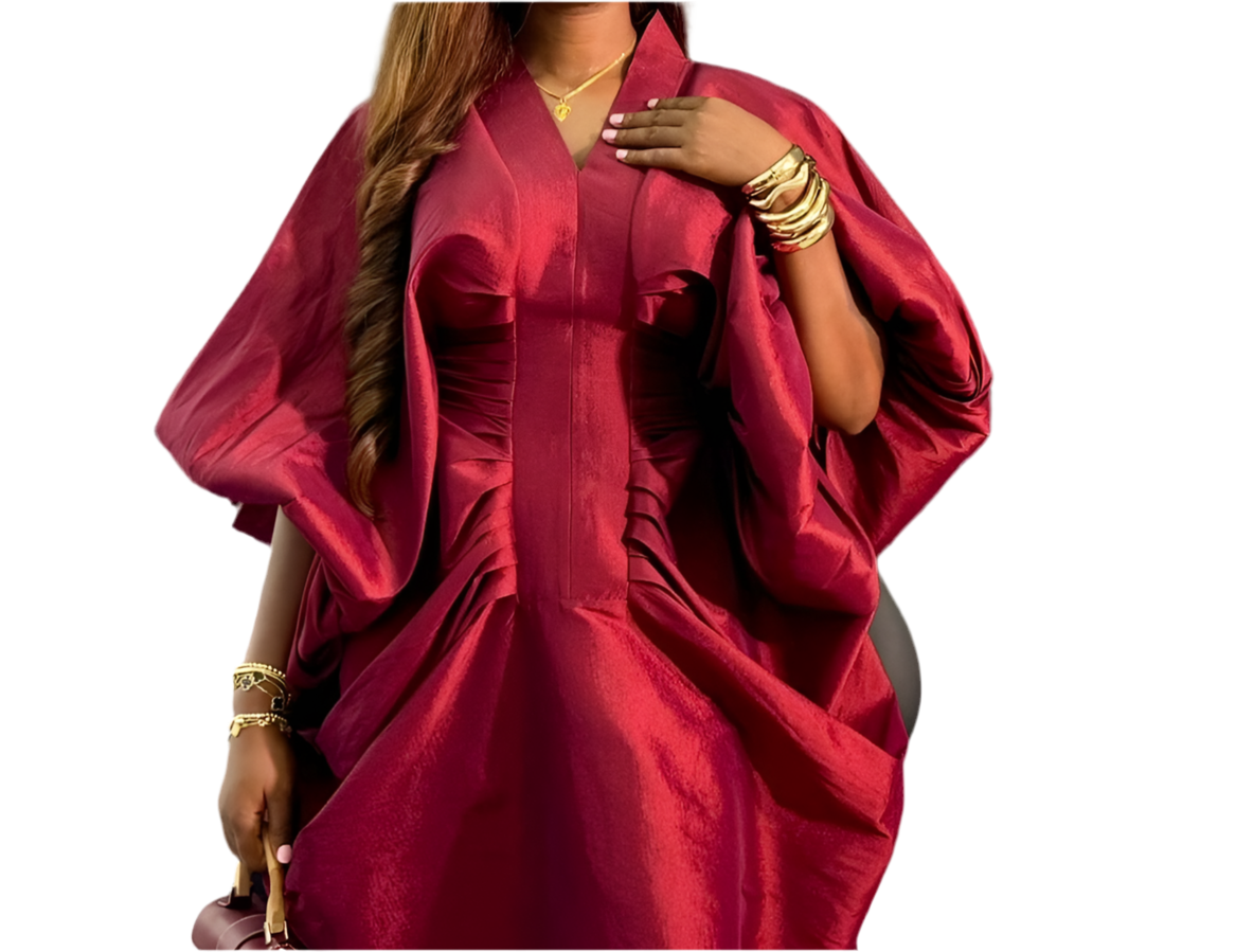 Luxury Boubou Dress. Burgundy