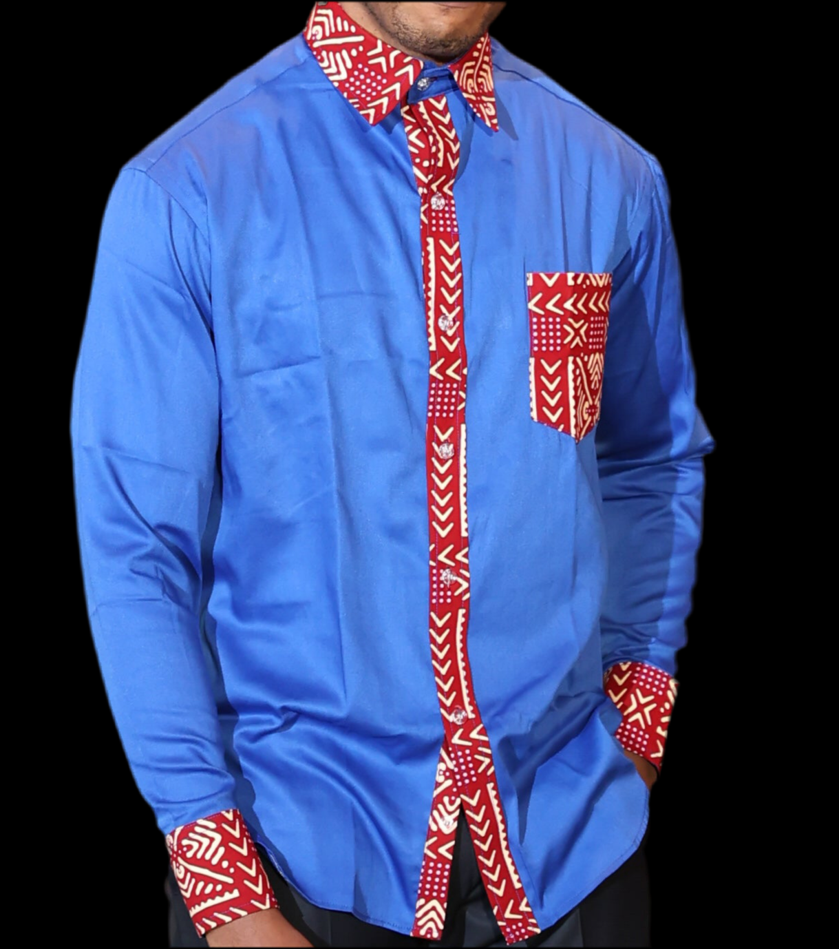 African Inspired men shirt. Blue