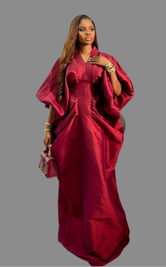 Luxury Boubou Dress. Burgundy