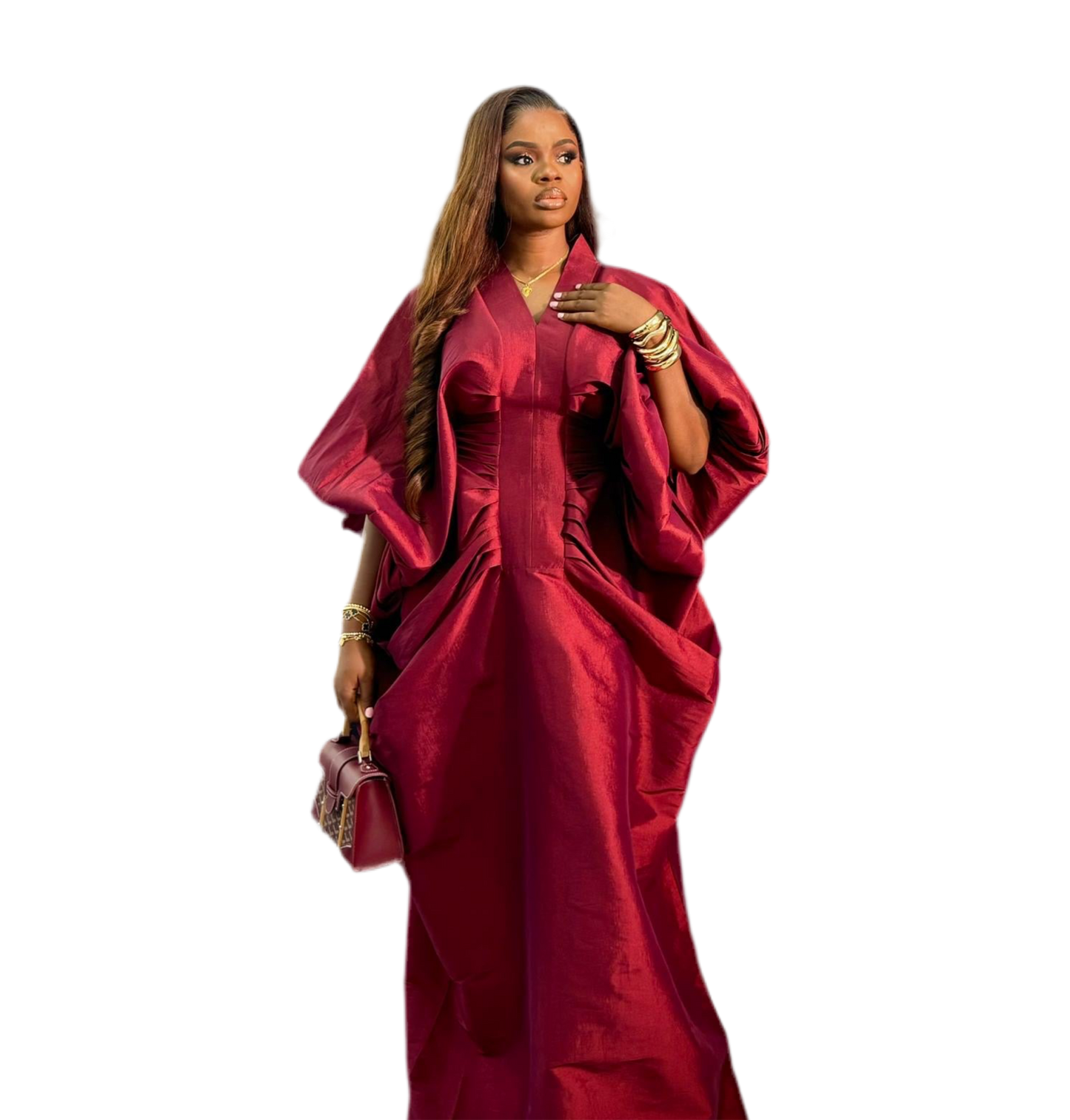 Luxury Boubou Dress. Burgundy