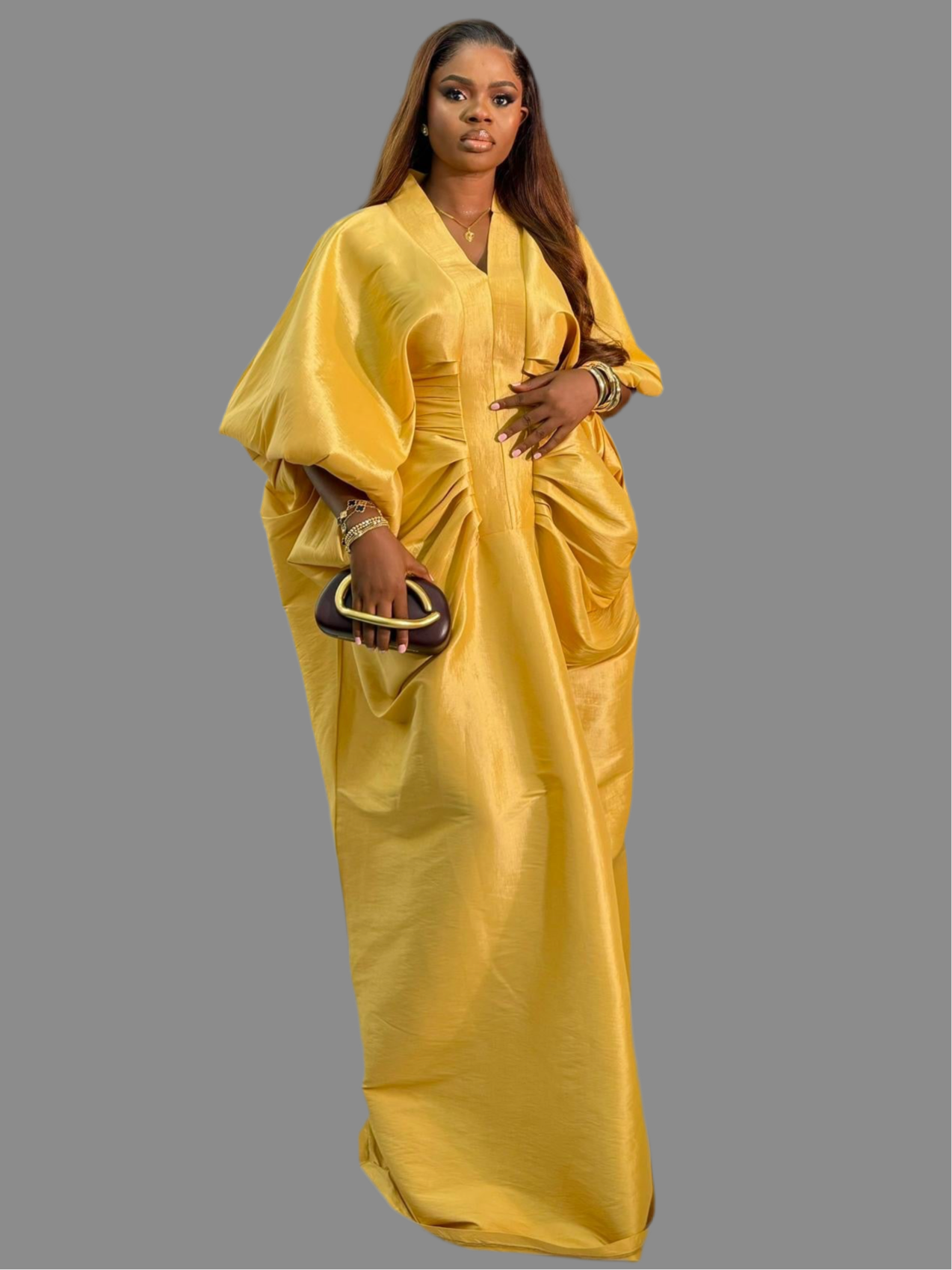 Luxury Boubou Dress. Yellow