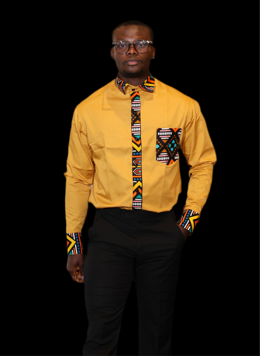 African Inspired men shirt. Yellow