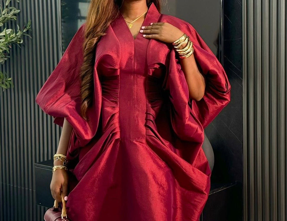 Luxury Boubou Dress. Burgundy