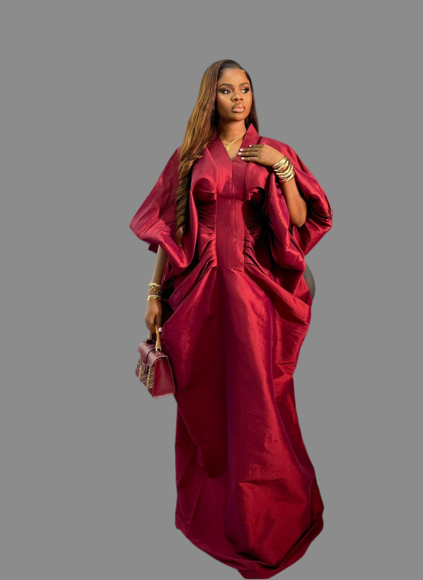 Luxury Boubou Dress. Burgundy