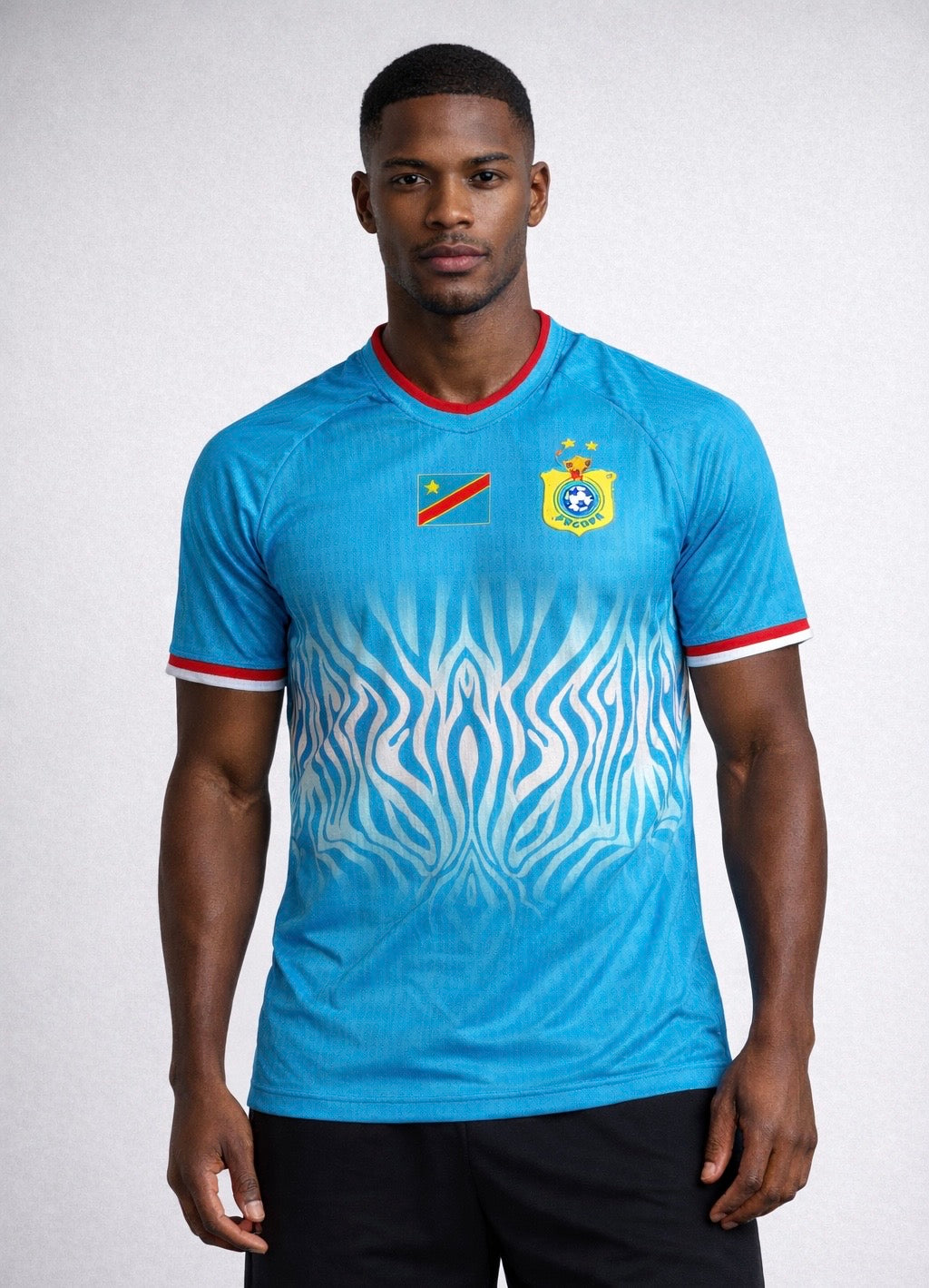 Leopards Jersey. DRC National soccer team . Vareuses RDC. Léopards du Congo . Congolese soccer . Congo jersey. Congo shirt . Congo maillot de football. Equipe nationale du Congo. CAF Congo Kinshasa