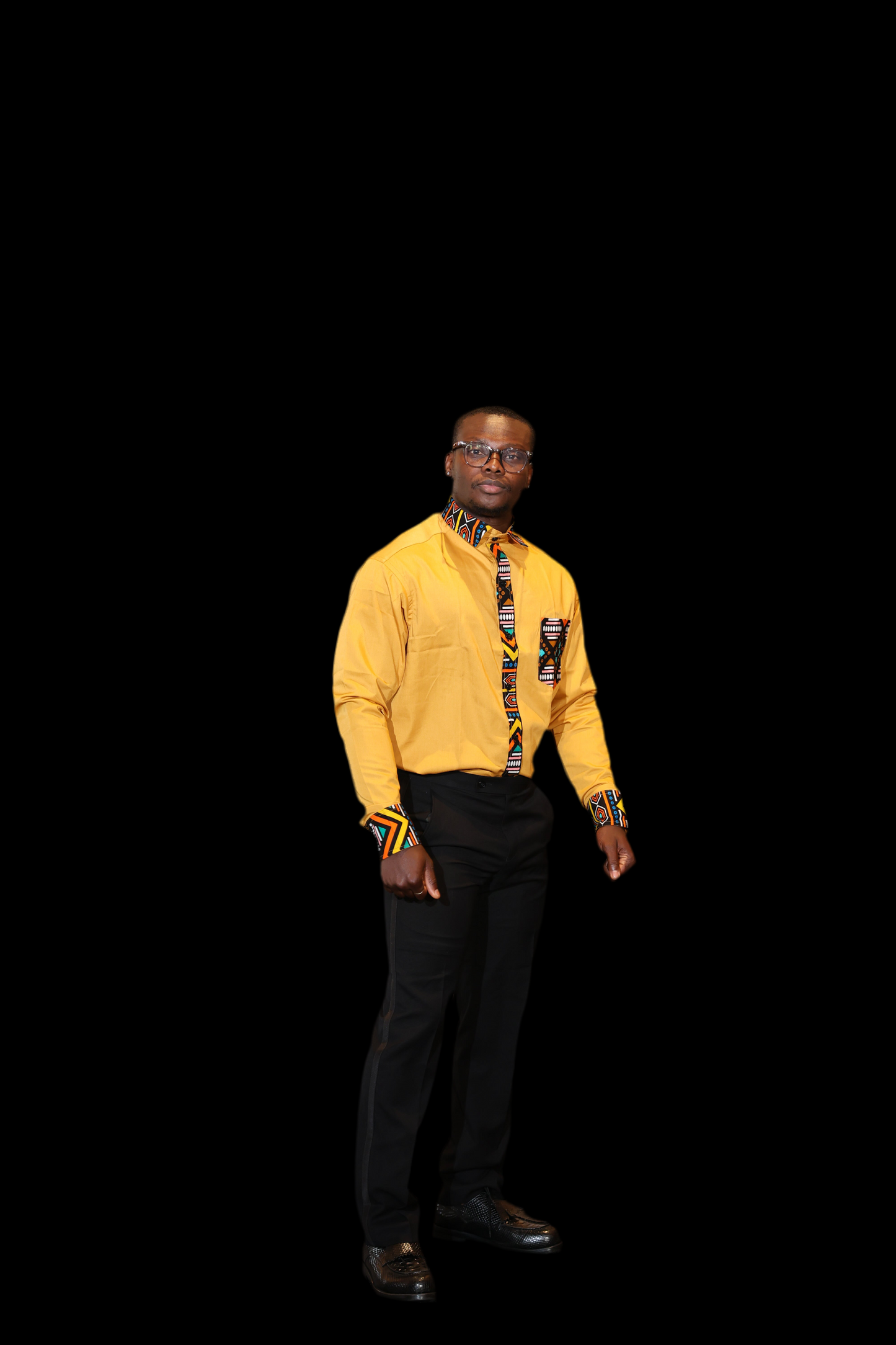 African Inspired men shirt. Yellow