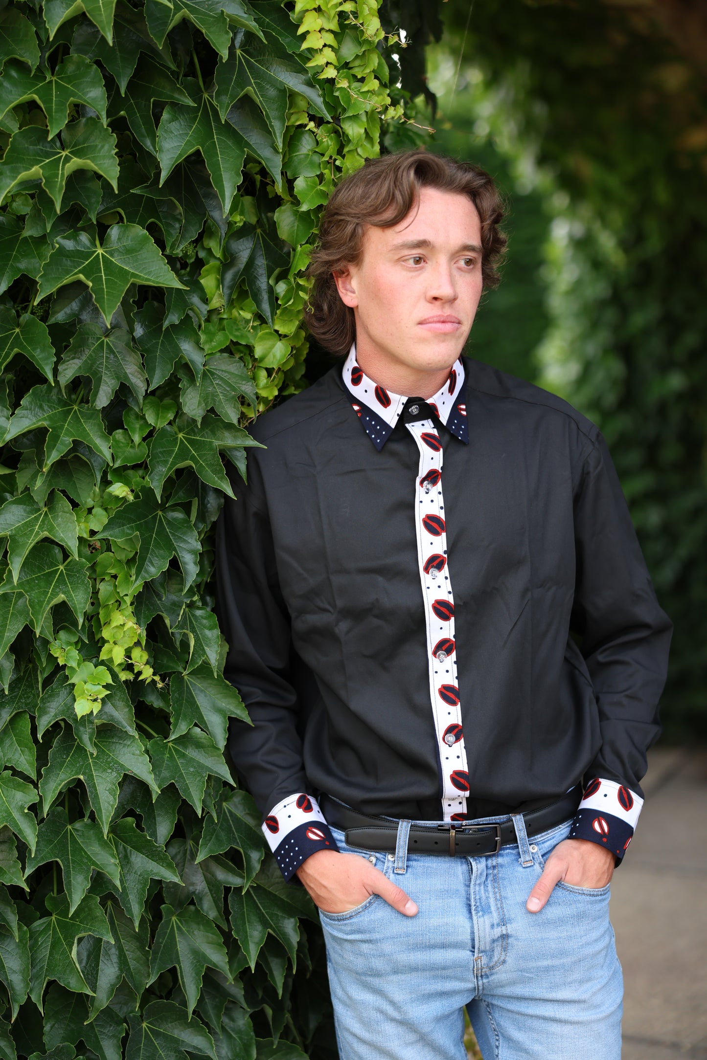 African Inspired men shirt. Simple white  pattern