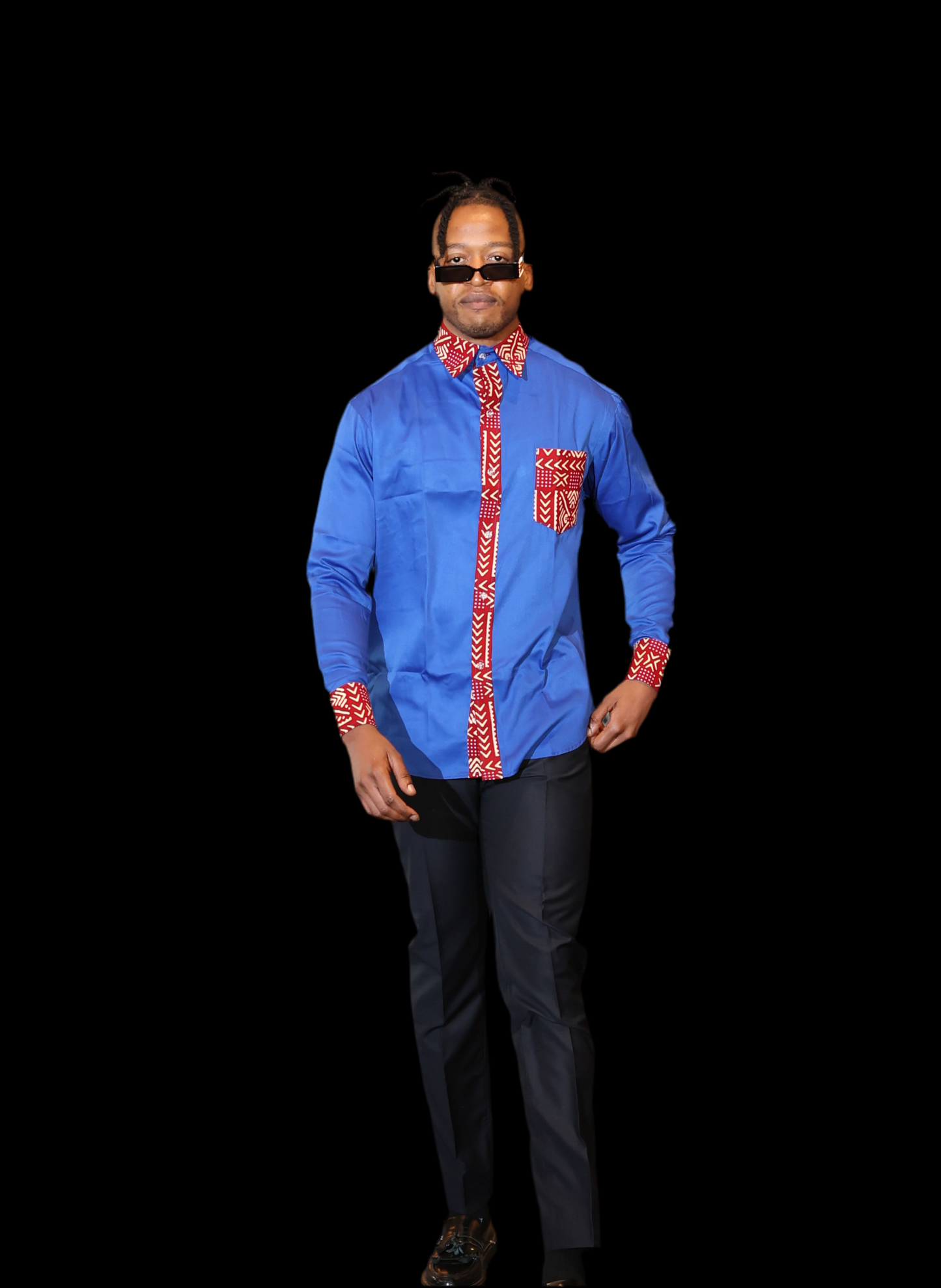 African Inspired men shirt. Blue