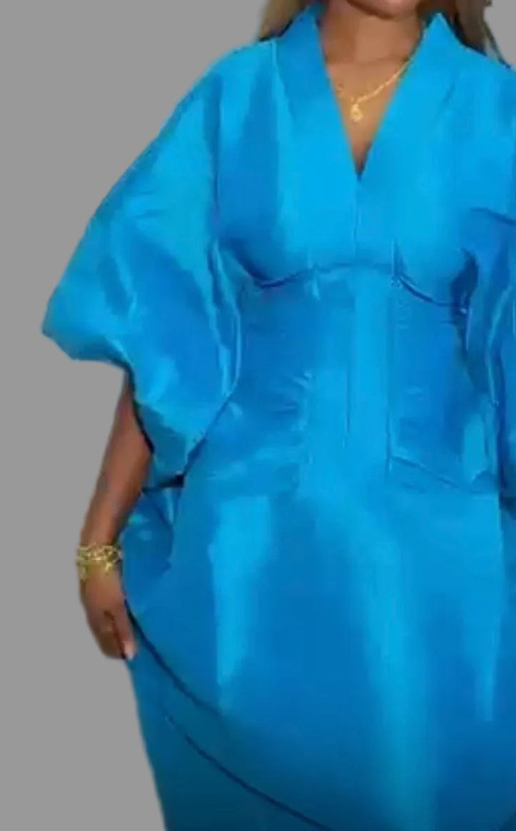Luxury Boubou Dress. Taffeta edition . Regular Blue