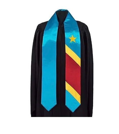 DRC graduation sash . DRC graduation stole. RDC flag graduation wear. Congo accessories.