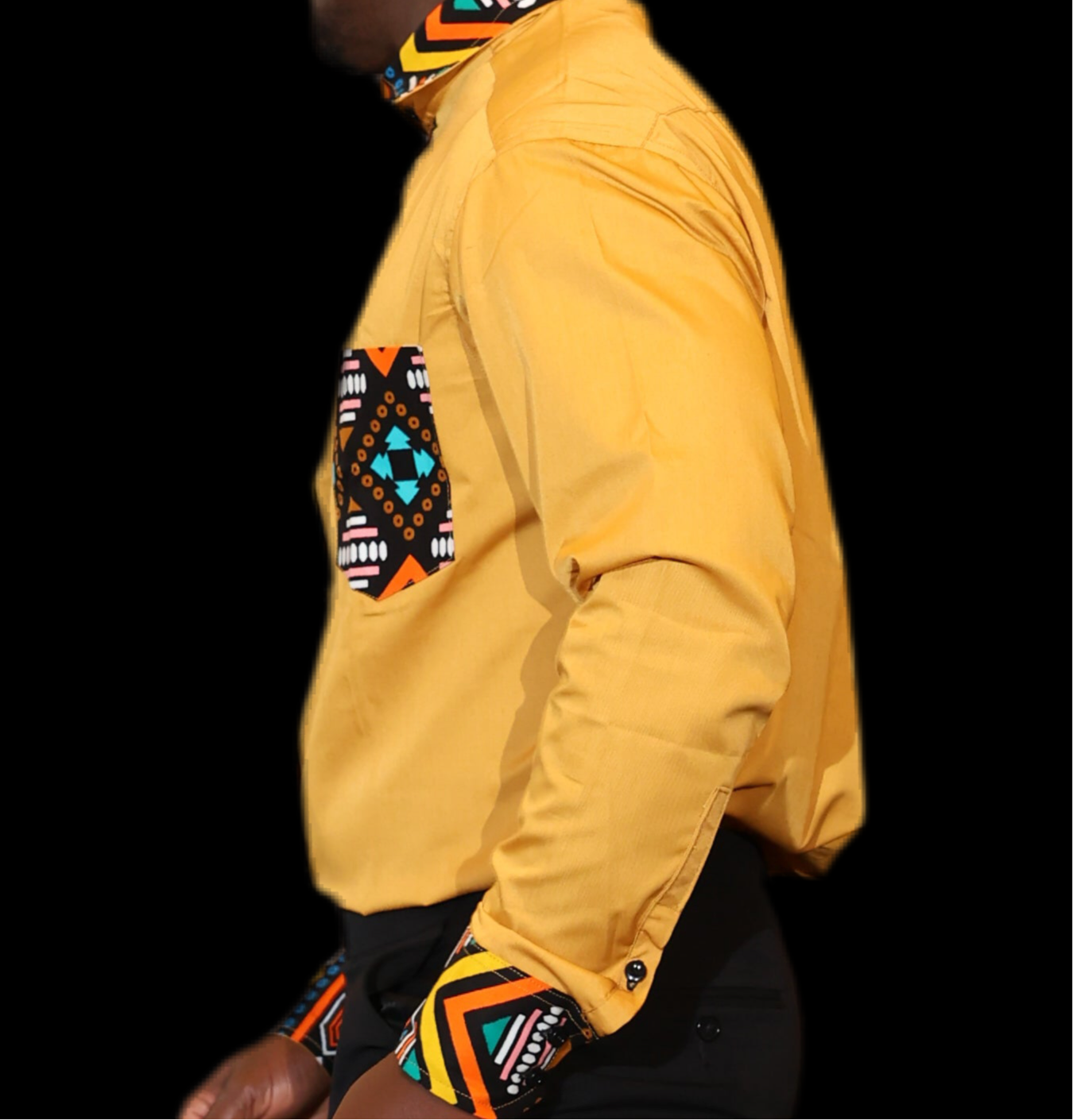 African Inspired men shirt. Yellow