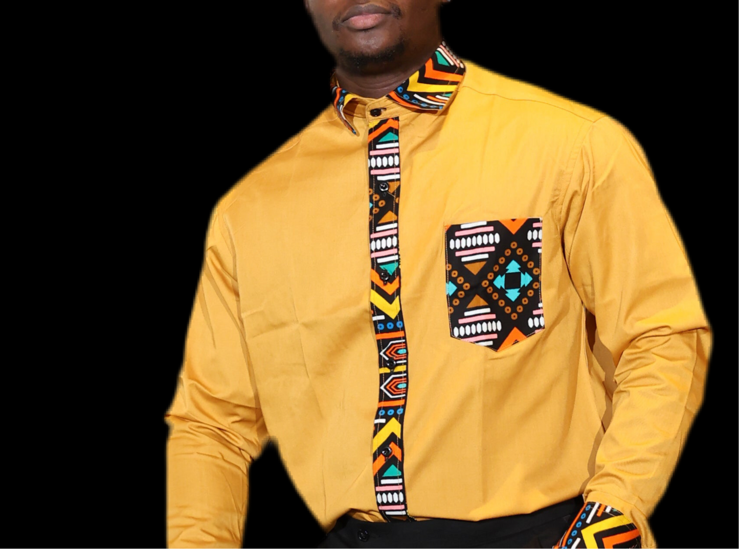 African Inspired men shirt. Yellow
