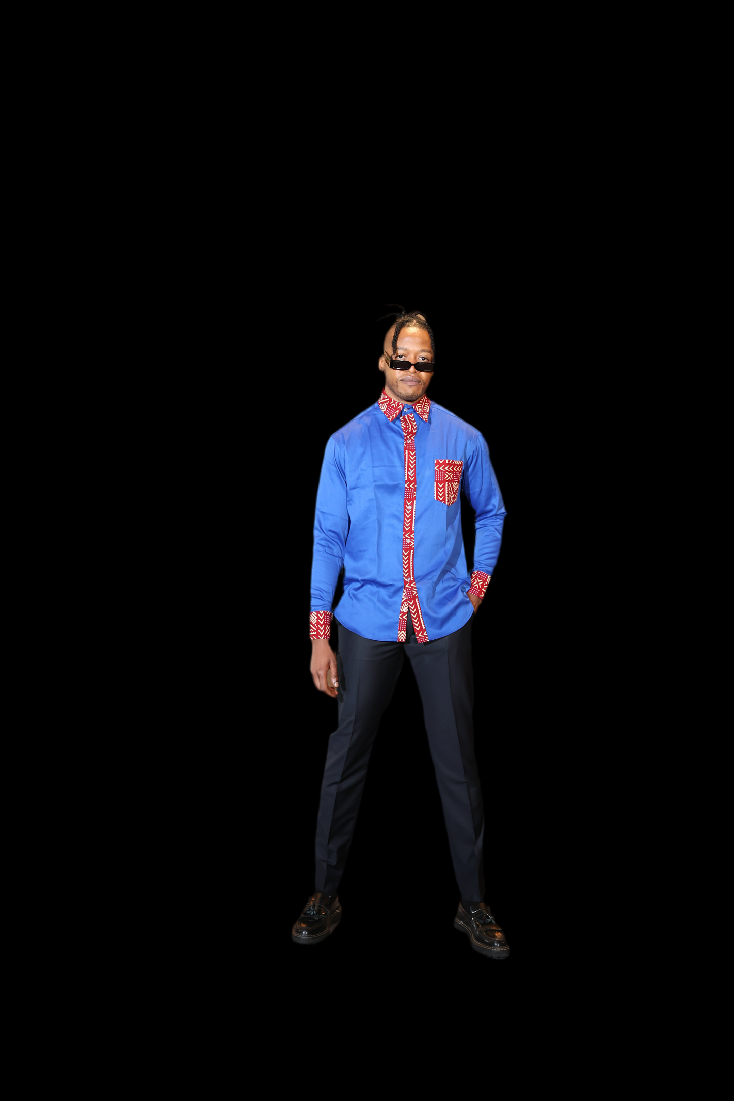 African Inspired men shirt. Blue