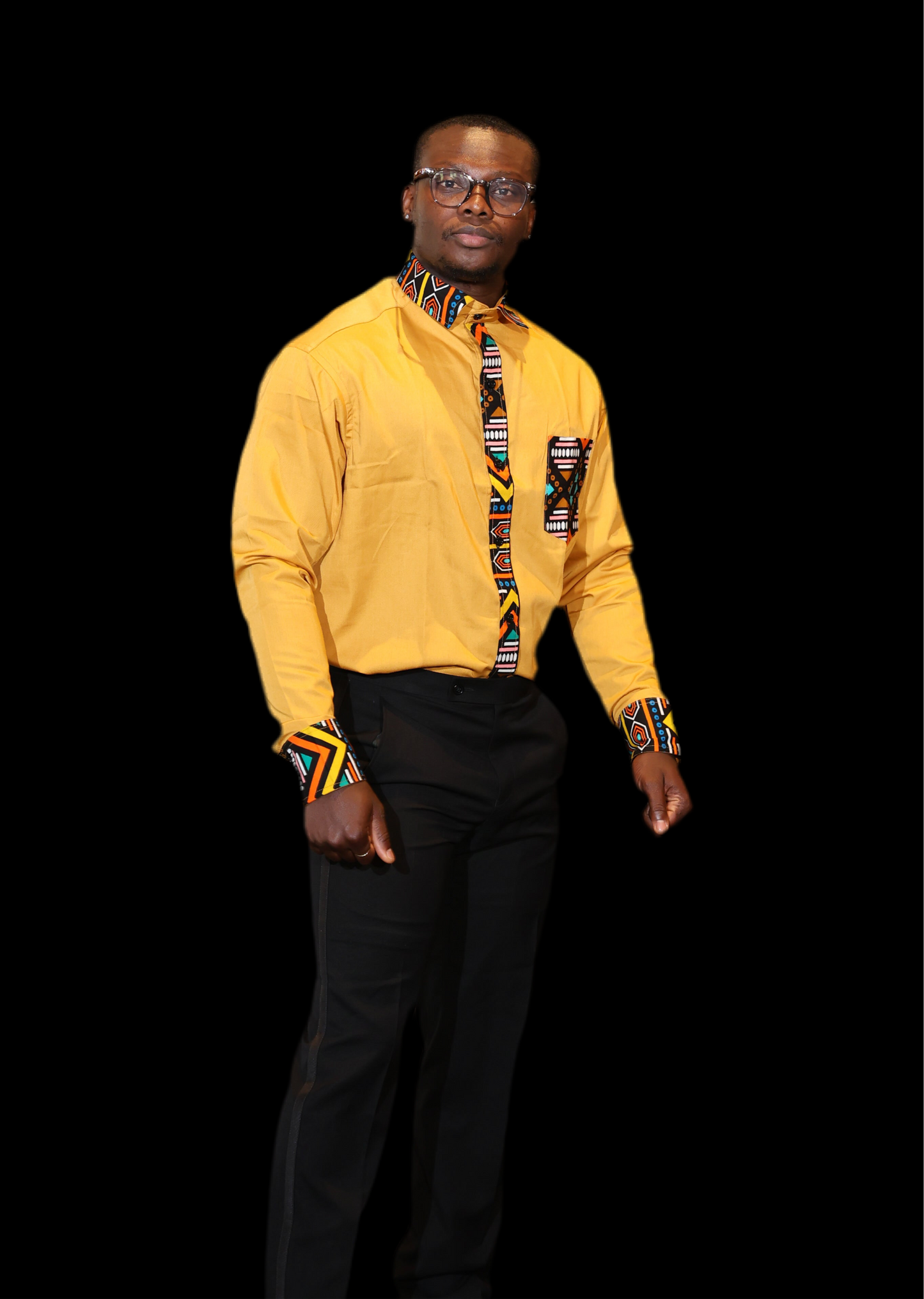 African Inspired men shirt. Yellow