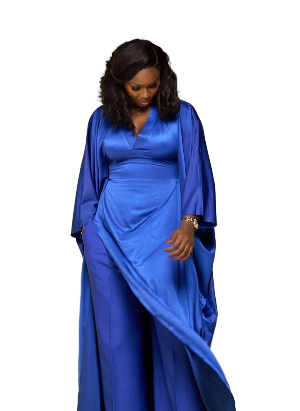 Luxury Pants Set . The Fashion Queen Collection. Blue top and Blue pants.