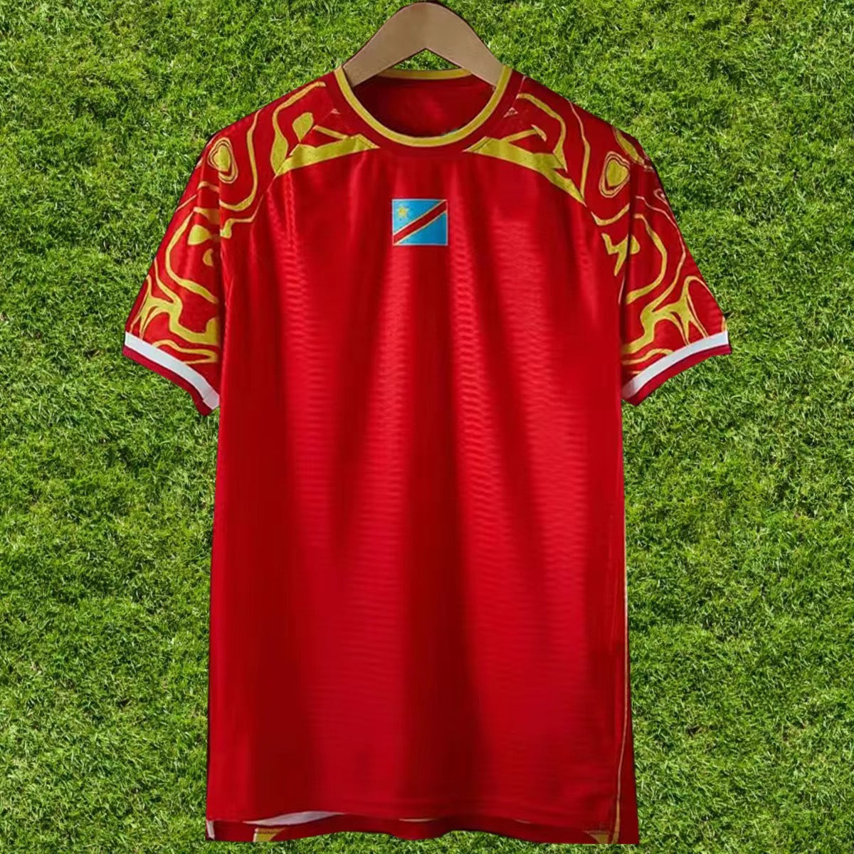 RED. New Leopards Jersey.  2026 Jersey New DRC National soccer team . Fan edition , Basic. Nouvelles Vareuses RDC. Léopards du Congo . Congolese soccer Congo jersey. shirt . Congo maillot de football. Equipe nationale du Congo. CAF Congo . Red