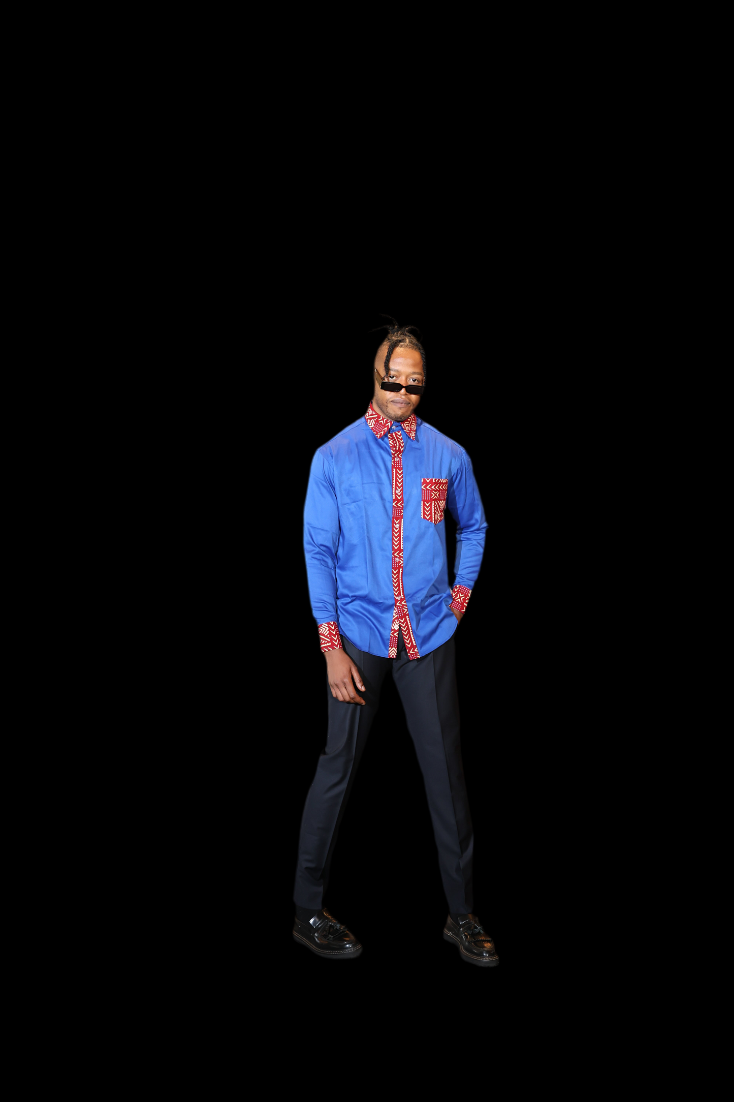 African Inspired men shirt. Blue