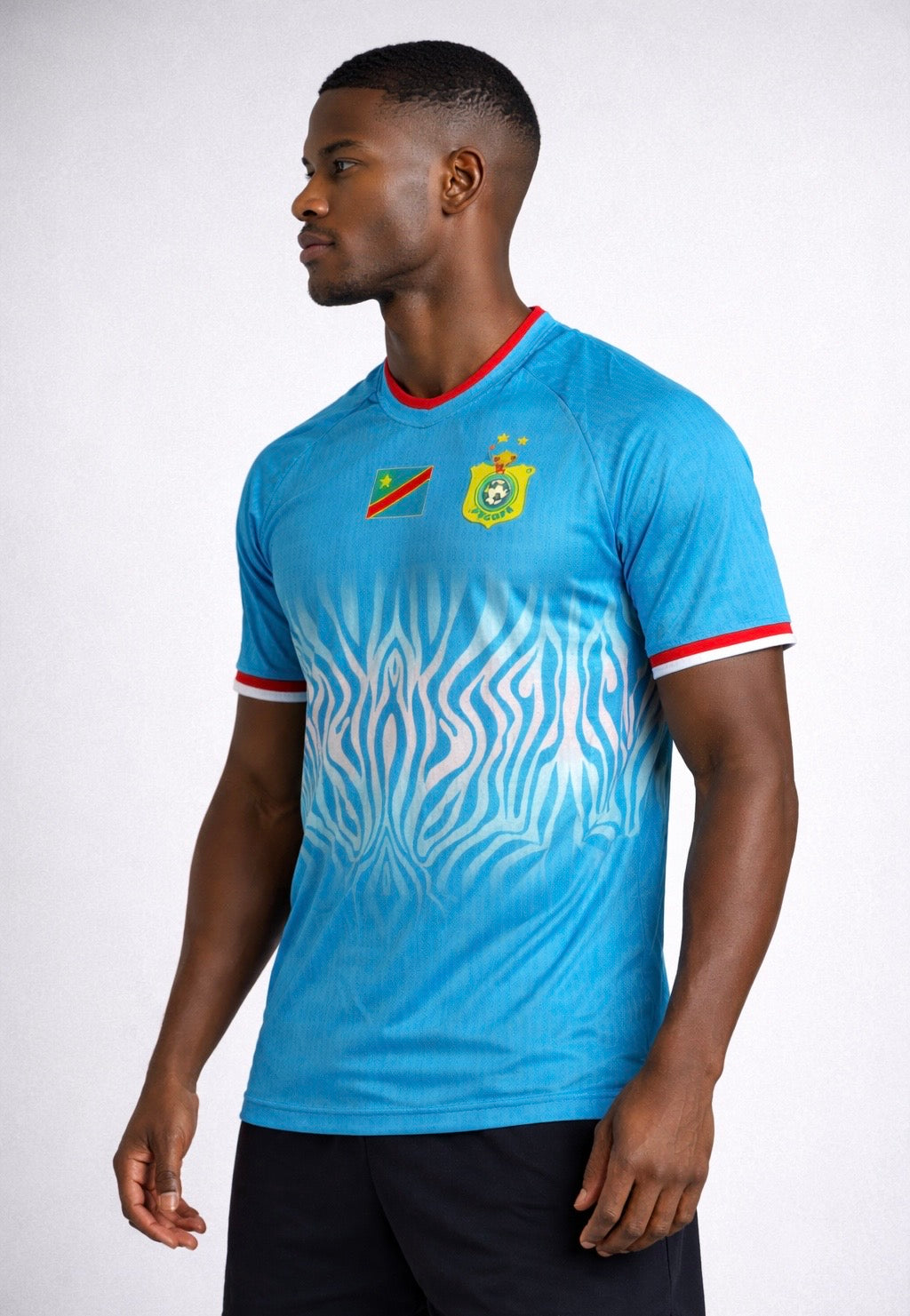 Leopards Jersey. DRC National soccer team . Vareuses RDC. Léopards du Congo . Congolese soccer . Congo jersey. Congo shirt . Congo maillot de football. Equipe nationale du Congo. CAF Congo Kinshasa