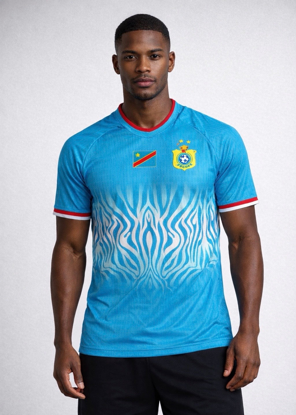 Leopards Jersey. DRC National soccer team . Vareuses RDC. Léopards du Congo . Congolese soccer . Congo jersey. Congo shirt . Congo maillot de football. Equipe nationale du Congo. CAF Congo Kinshasa