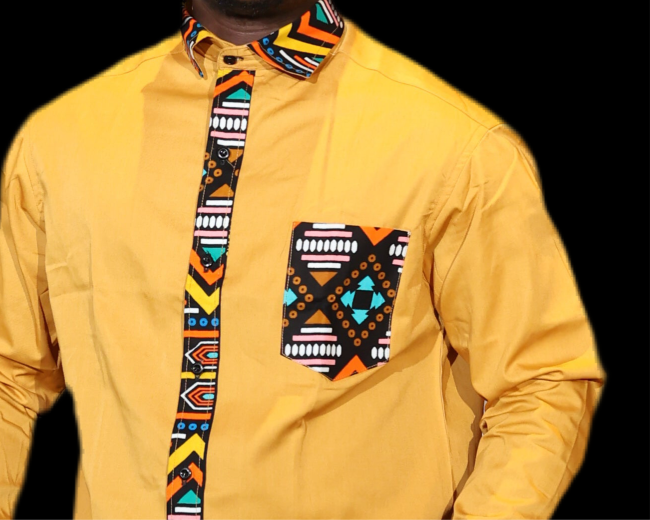 African Inspired men shirt. Yellow