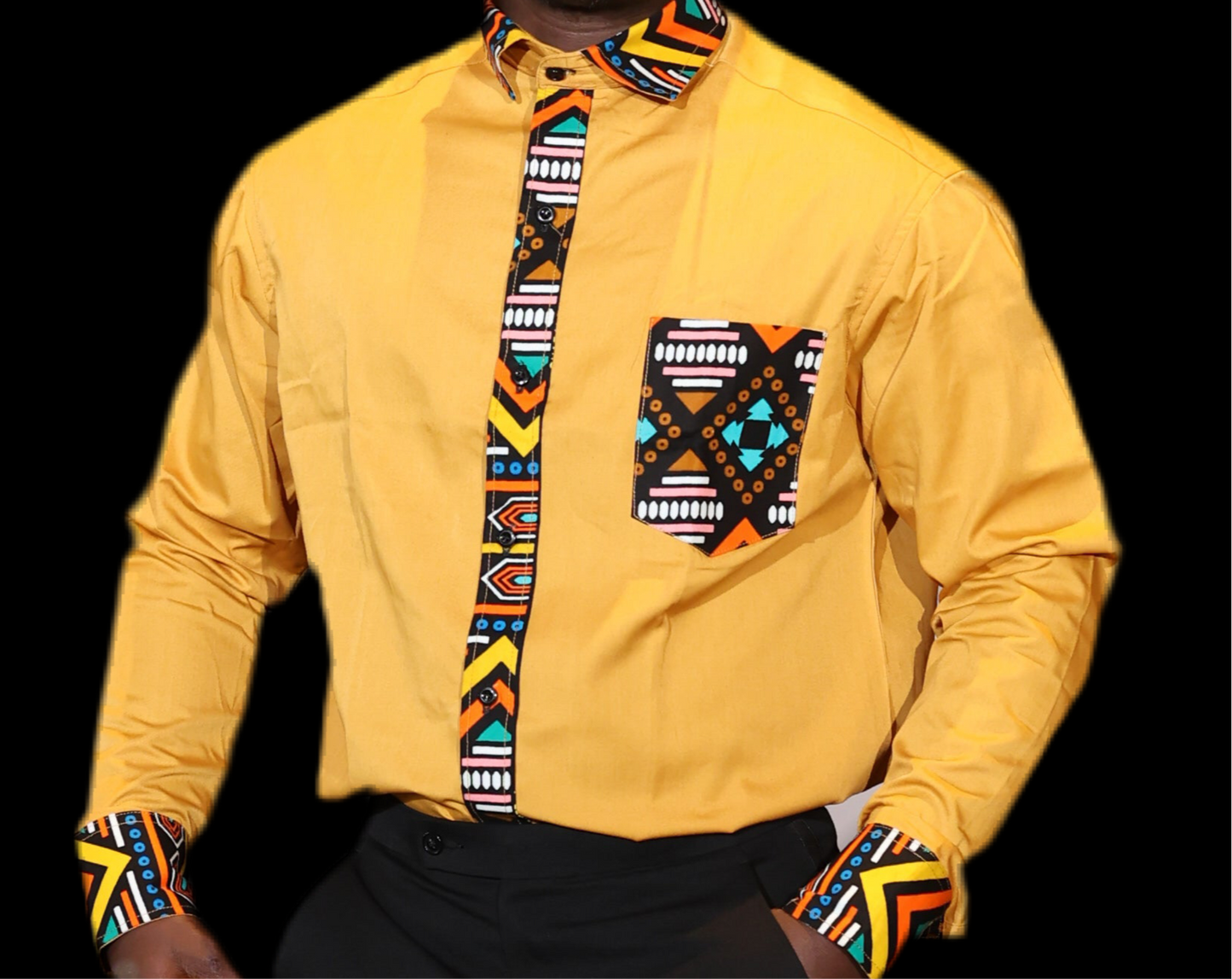 African Inspired men shirt. Yellow