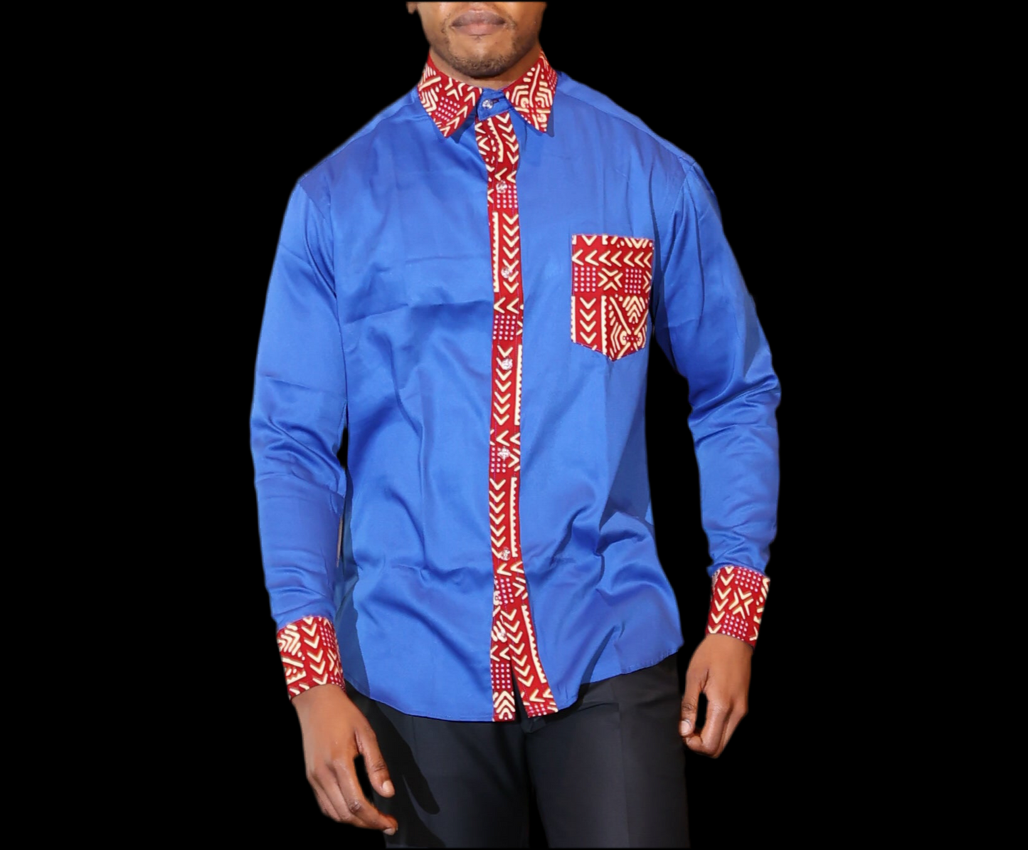 African Inspired men shirt. Blue