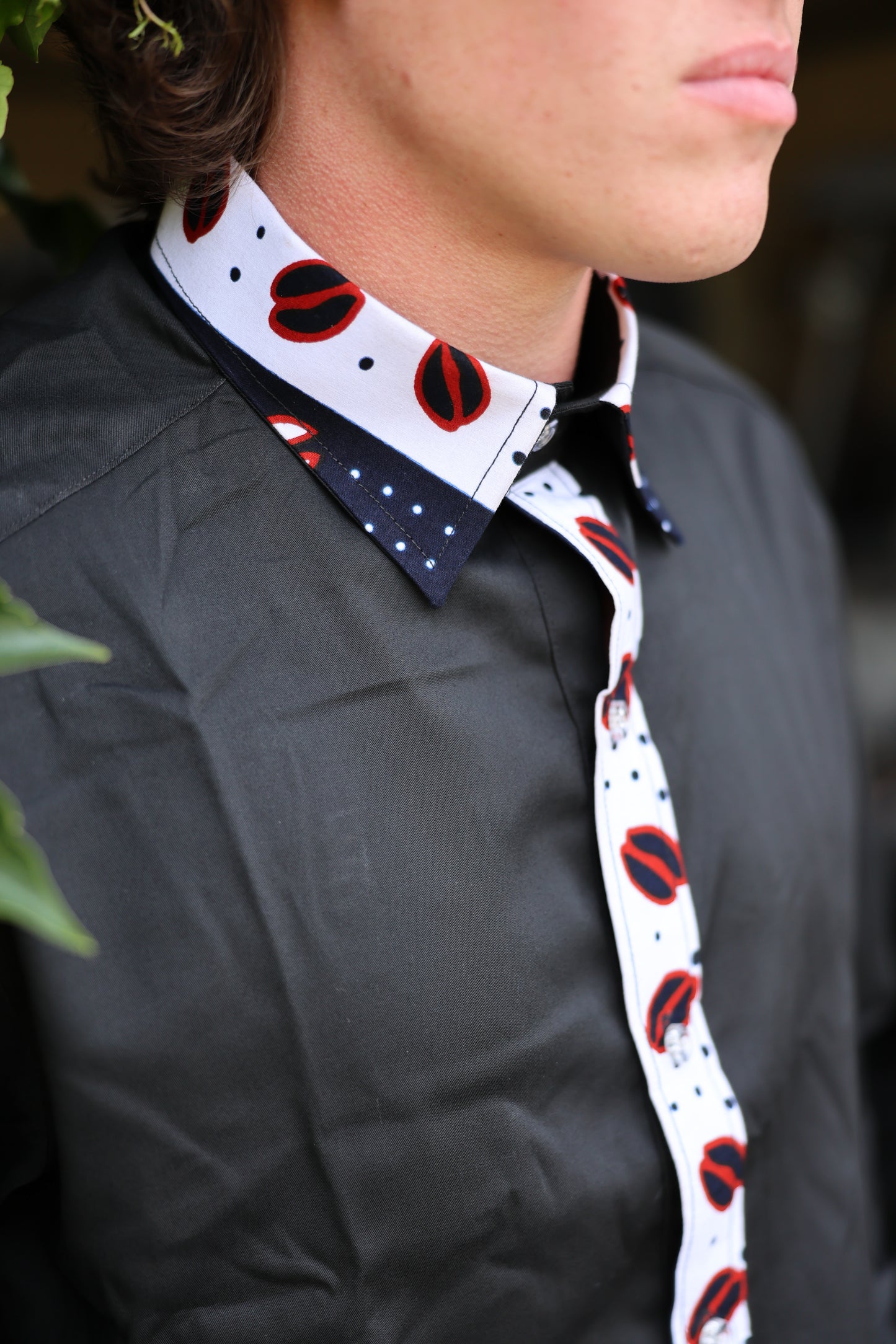 African Inspired men shirt. Simple white  pattern