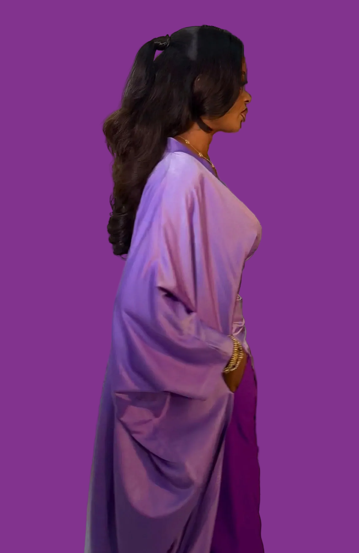 Luxury Pants Set . The Fashion Queen Collection. Lavender top and purple pants.