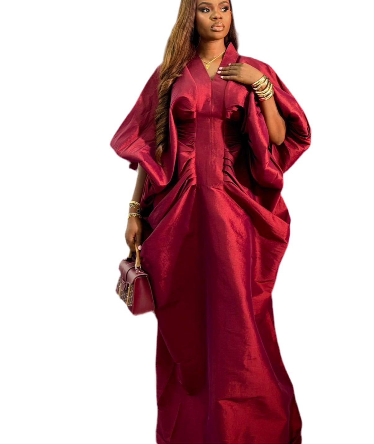 Luxury Boubou Dress. Burgundy