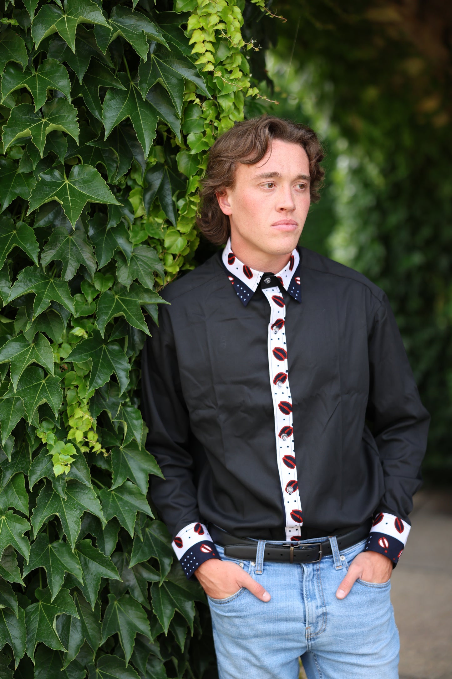 African Inspired men shirt. Simple white  pattern