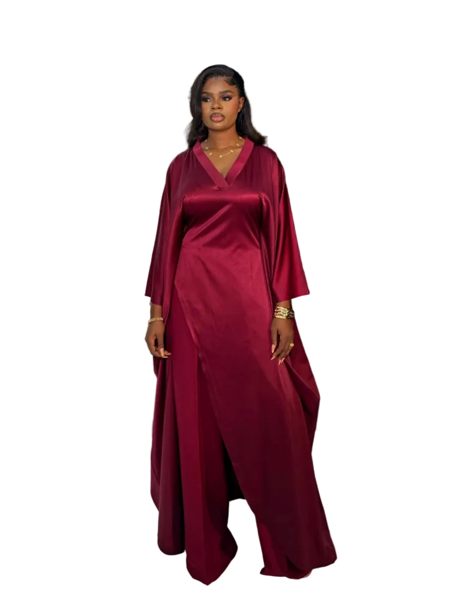 Luxury Pants Set . The Fashion Queen Collection. Burgundy top and Burgundy pants.