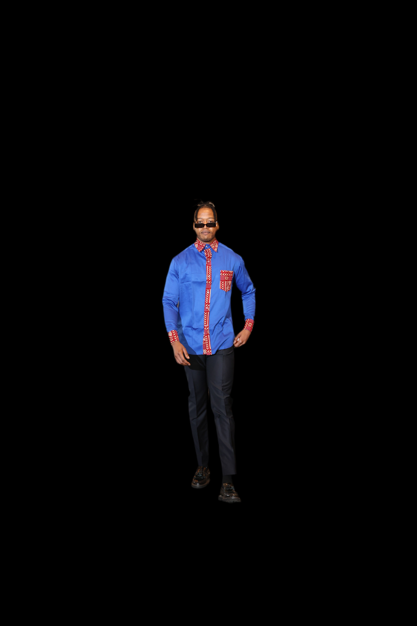 African Inspired men shirt. Blue