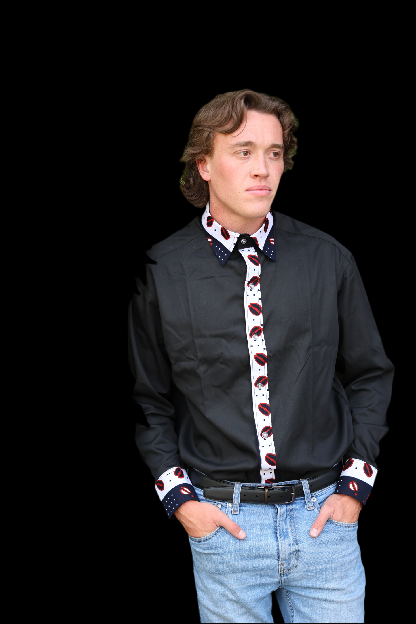 African Inspired men shirt. Simple white  pattern