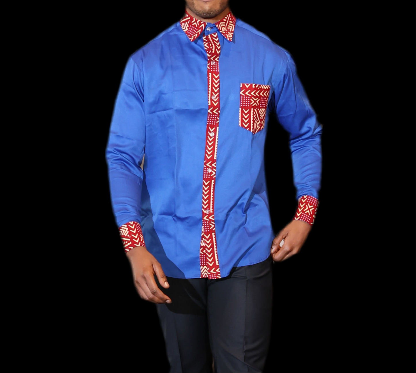 African Inspired men shirt. Blue
