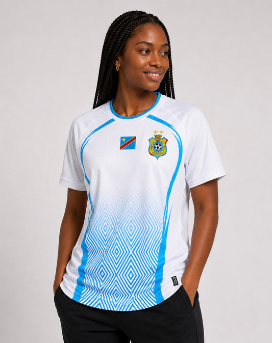 White. New Leopards Jersey.  2026 Jersey New DRC National soccer team . Nouvelles Vareuses RDC. Léopards du Congo . Congolese soccer . Congo jersey. Congo shirt . Congo maillot de football. Equipe nationale du Congo. CAF Congo Kinshasa