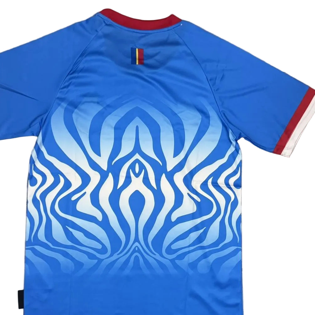Blue. New Leopards Jersey.  2026 Jersey New DRC National soccer team . Fan edition , Basic. Nouvelles Vareuses RDC. Léopards du Congo . Congolese soccer Congo jersey. shirt . Congo maillot de football. Equipe nationale du Congo. CAF Congo . Blue