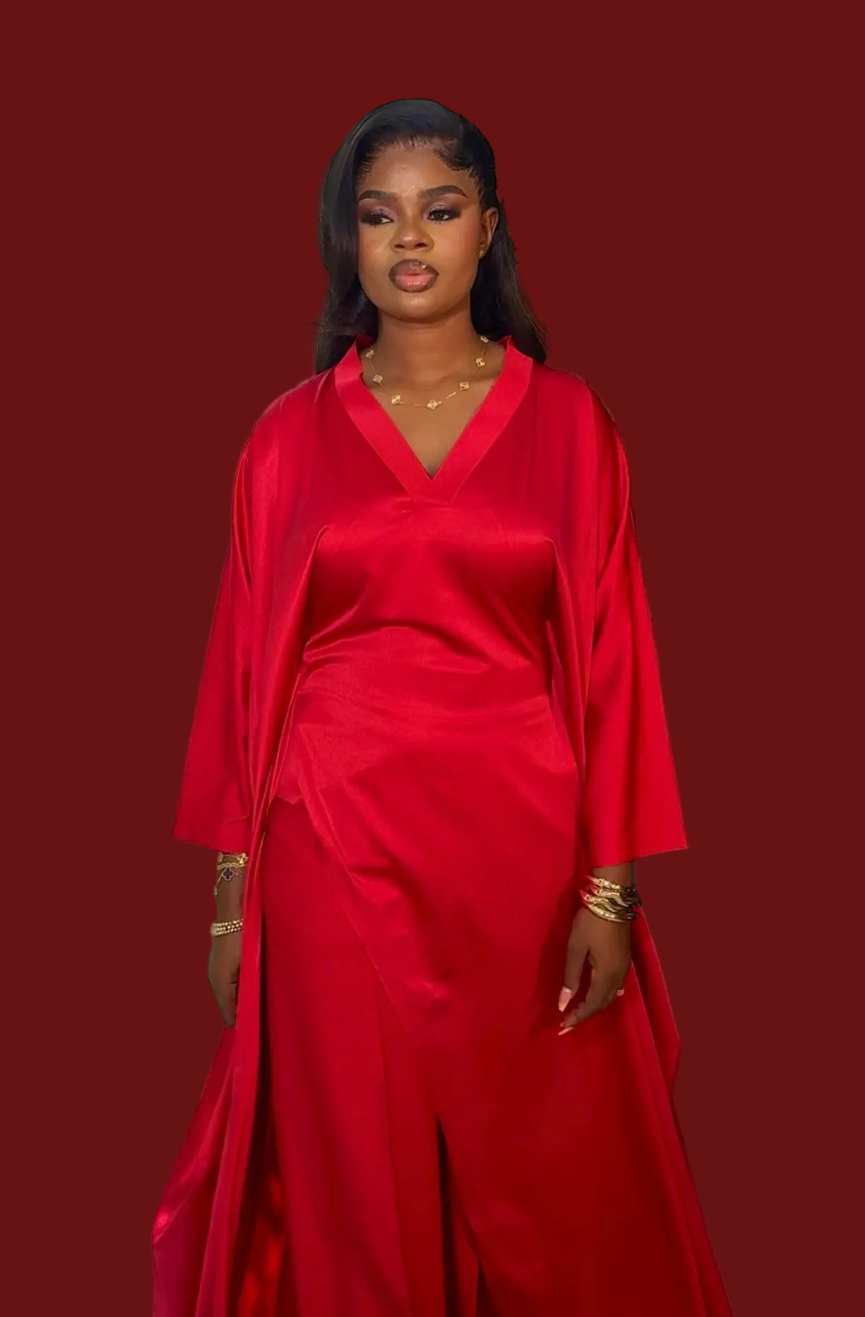 Luxury Pants Set . The Fashion Queen Collection. Red top and Red pants.