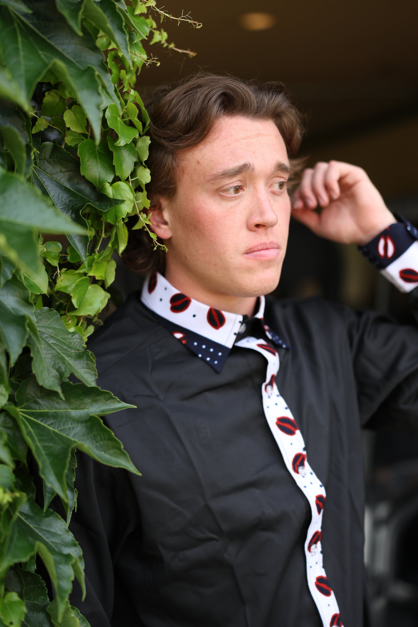 African Inspired men shirt. Simple white  pattern