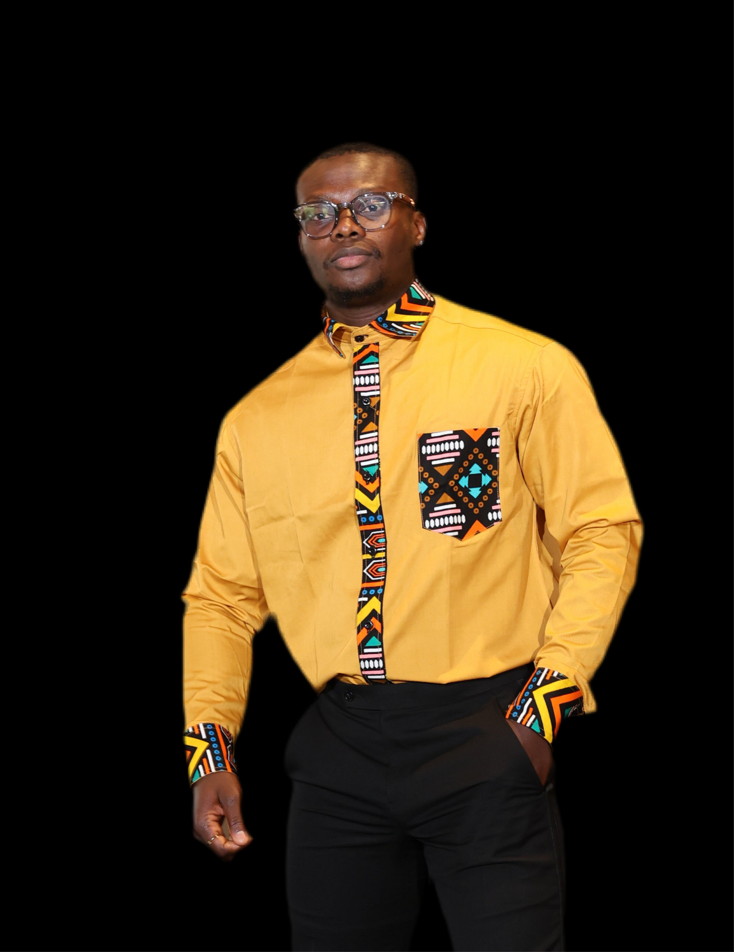 African Inspired men shirt. Yellow