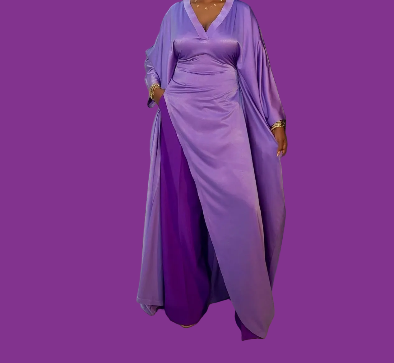 Luxury Pants Set . The Fashion Queen Collection. Lavender top and purple pants.