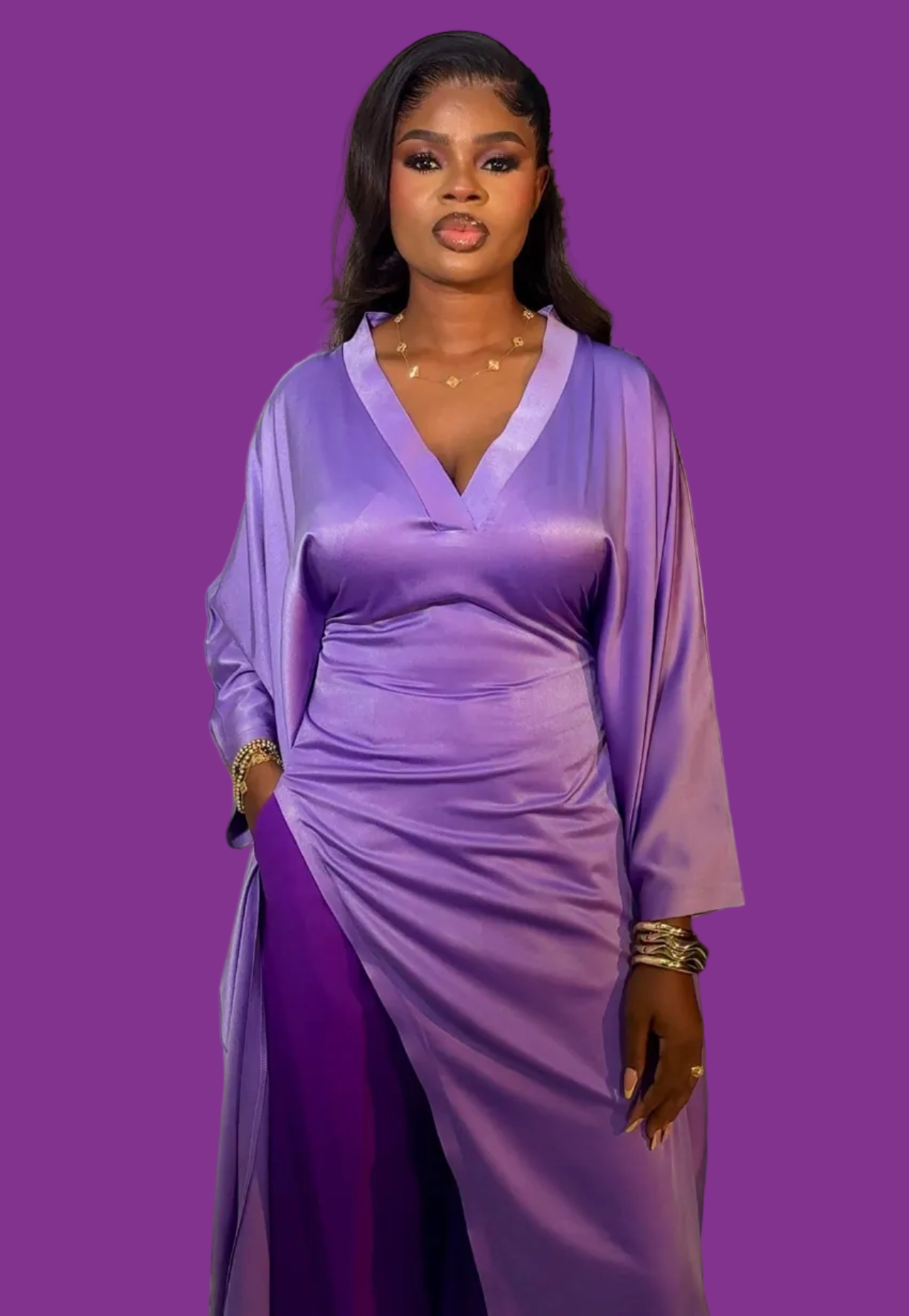 Luxury Pants Set . The Fashion Queen Collection. Lavender top and purple pants.