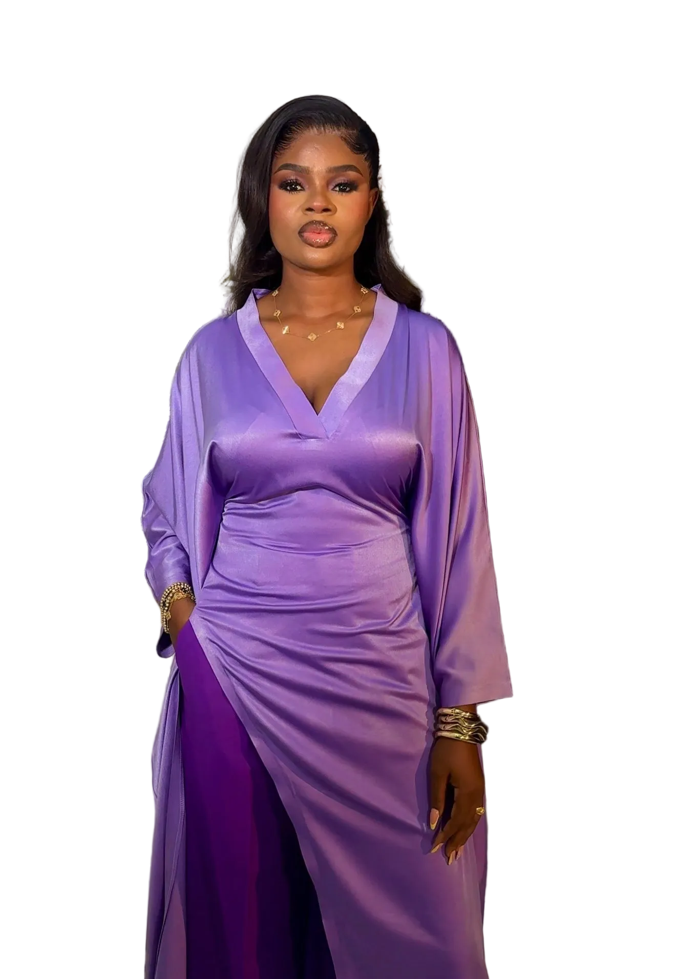 Luxury Pants Set . The Fashion Queen Collection. Lavender top and purple pants.