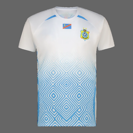 White . New Leopards Jersey.  2026 Jersey New DRC National soccer team . Fan edition , Basic. Nouvelles Vareuses RDC. Léopards du Congo . Congolese soccer Congo jersey. shirt . Congo maillot de football. Equipe nationale du Congo. CAF Congo . White