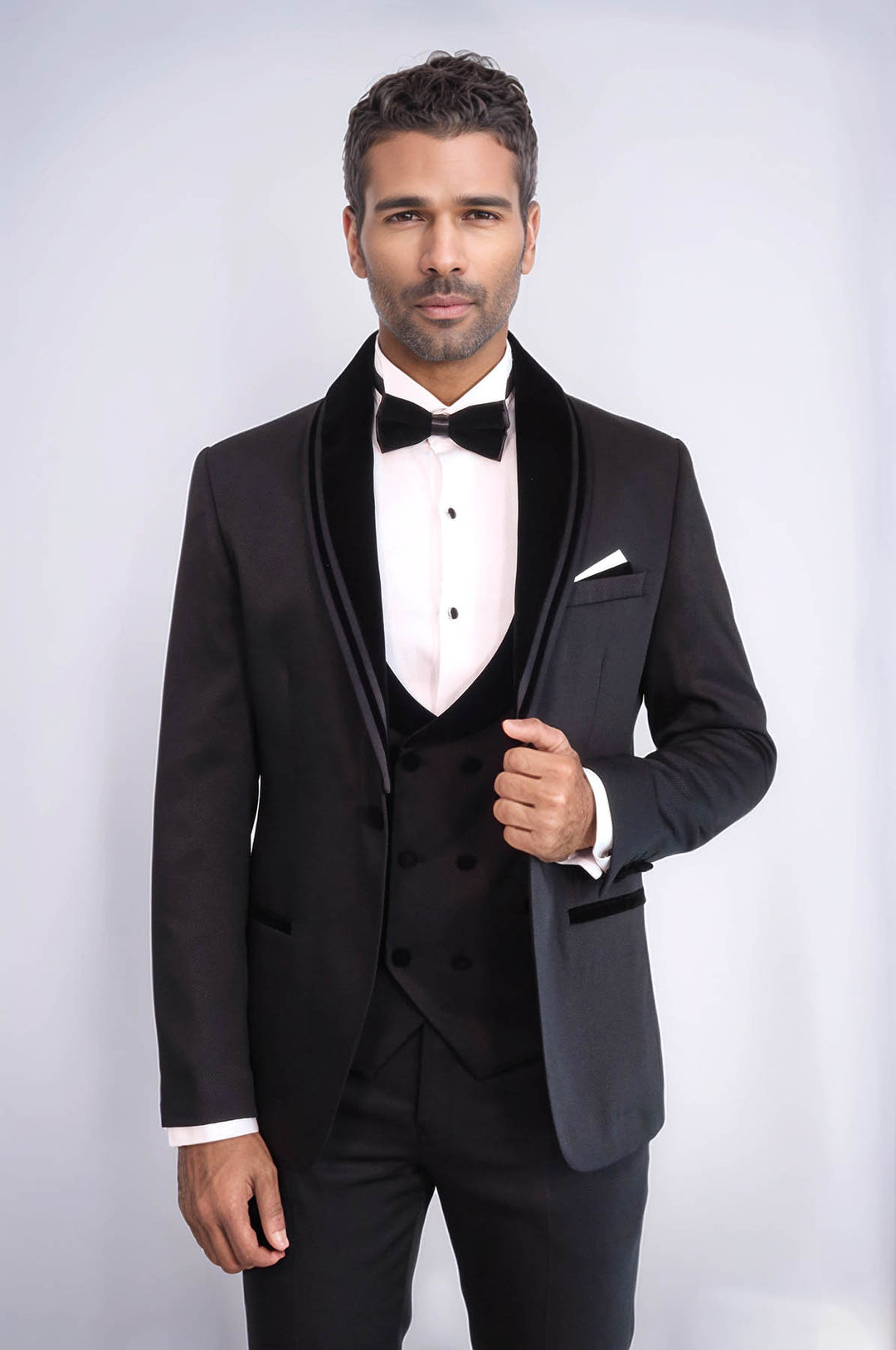 Black Slim Fit 3-Piece Tuxedo | Trim Detail
