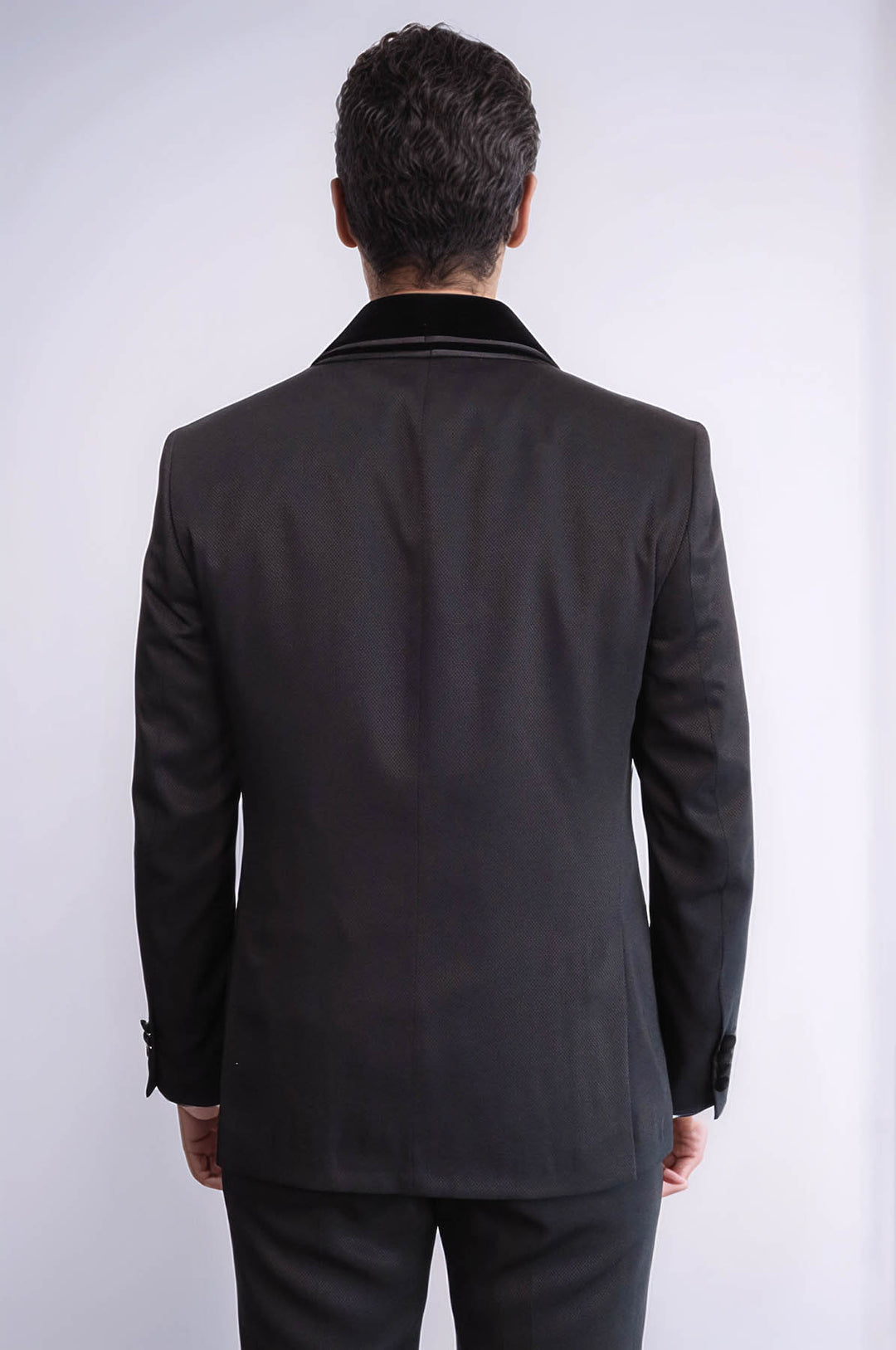 Black Slim Fit 3-Piece Tuxedo | Trim Detail