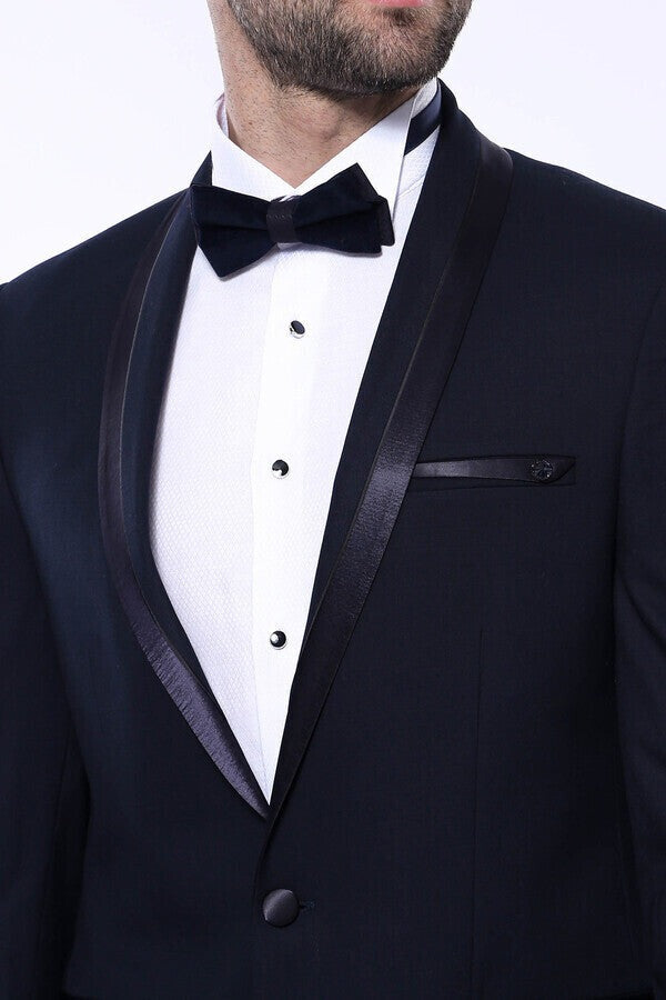 Dark Blue Tuxedo Suit | Shawl Lapel