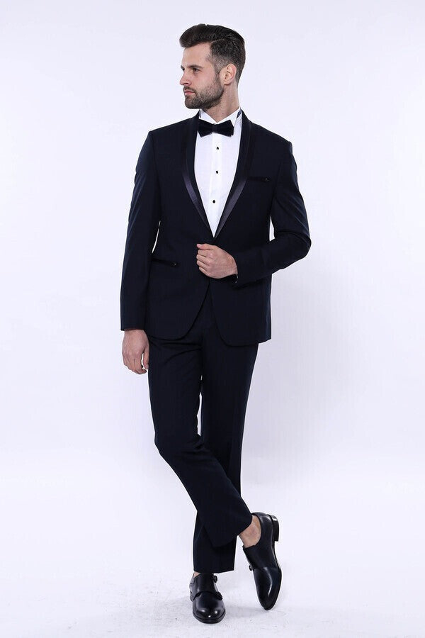 Dark Blue Tuxedo Suit | Shawl Lapel