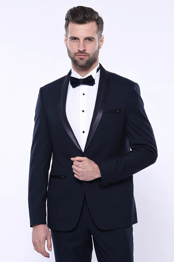 Dark Blue Tuxedo Suit | Shawl Lapel