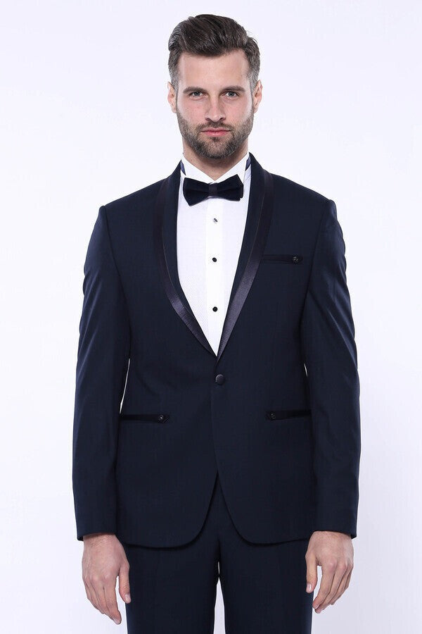 Dark Blue Tuxedo Suit | Shawl Lapel