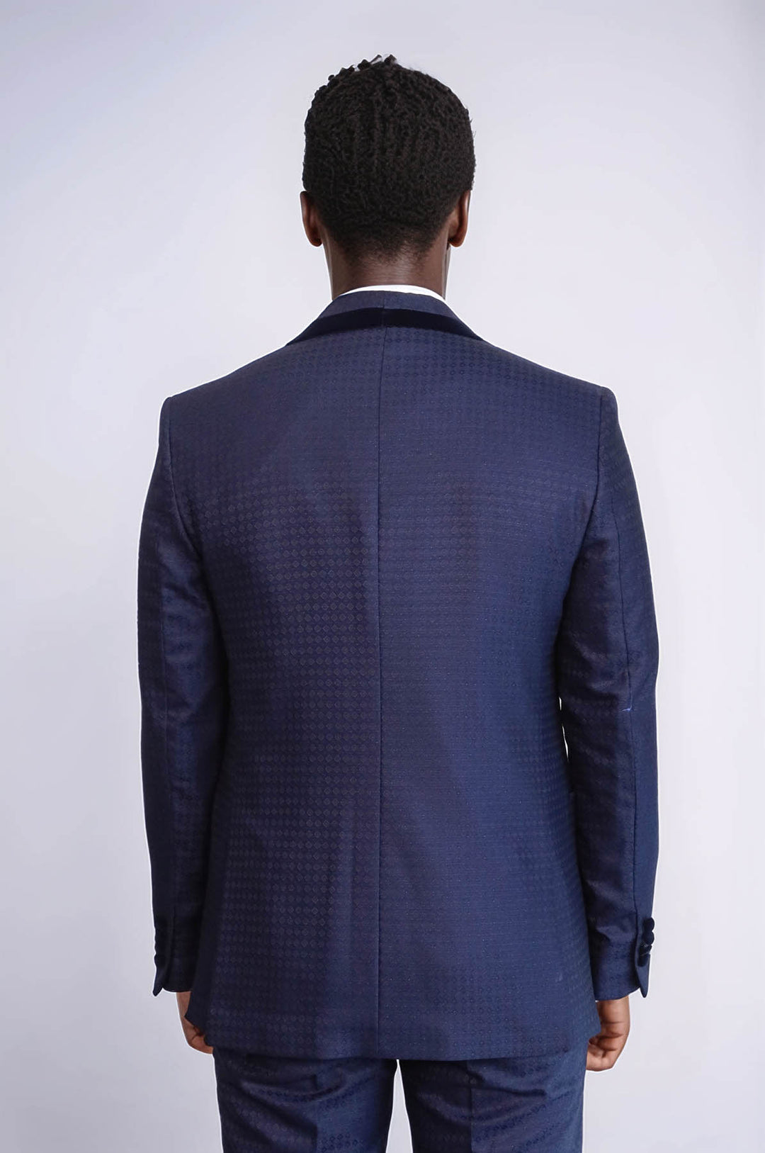 Navy Slim Fit 3-Piece Tuxedo | Patterned Fabric